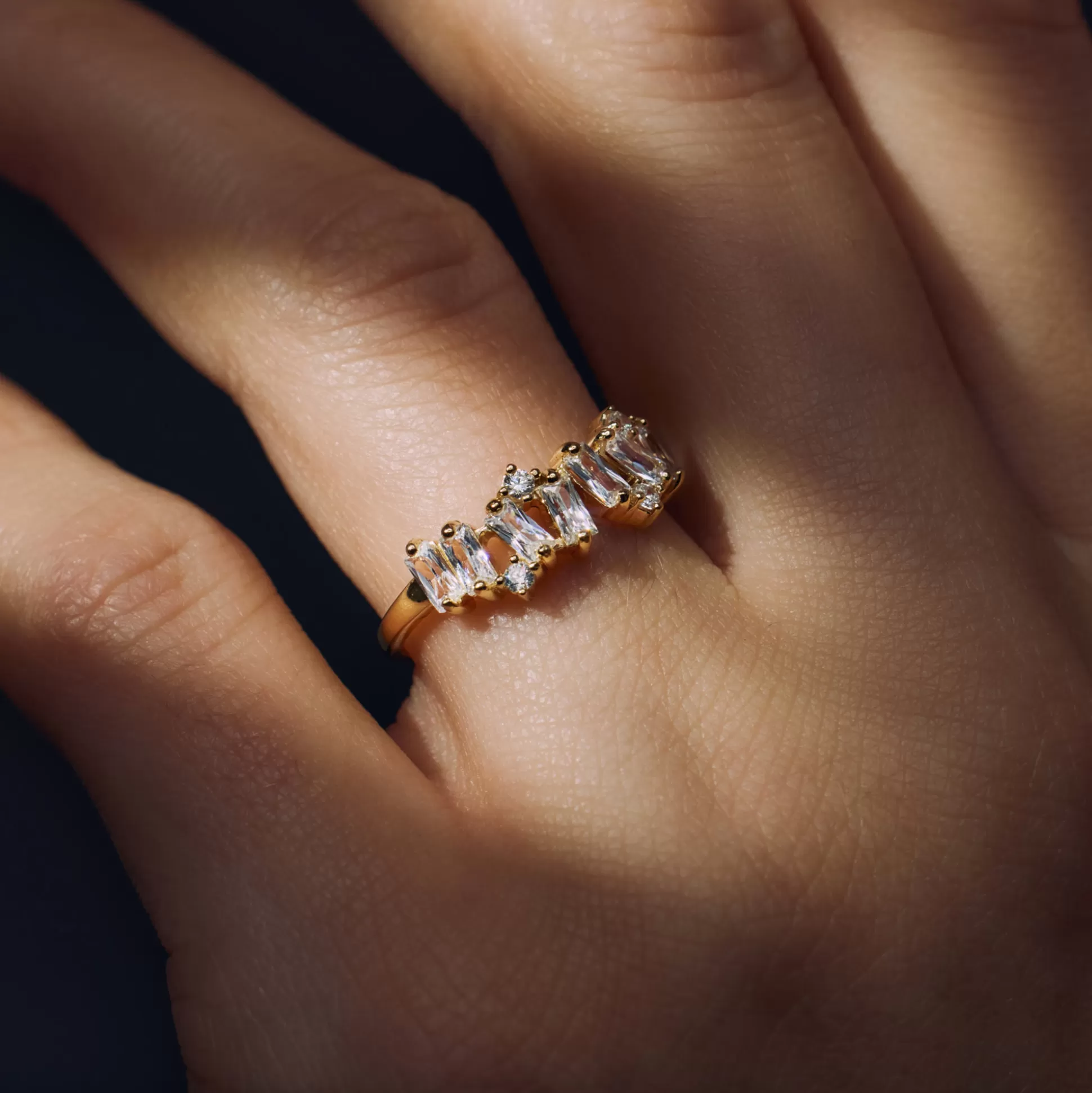 Discount Santa Maria Della Base Anello In Argento Sterling 925 Placcato Oro Con Pietre Zircone Anelli