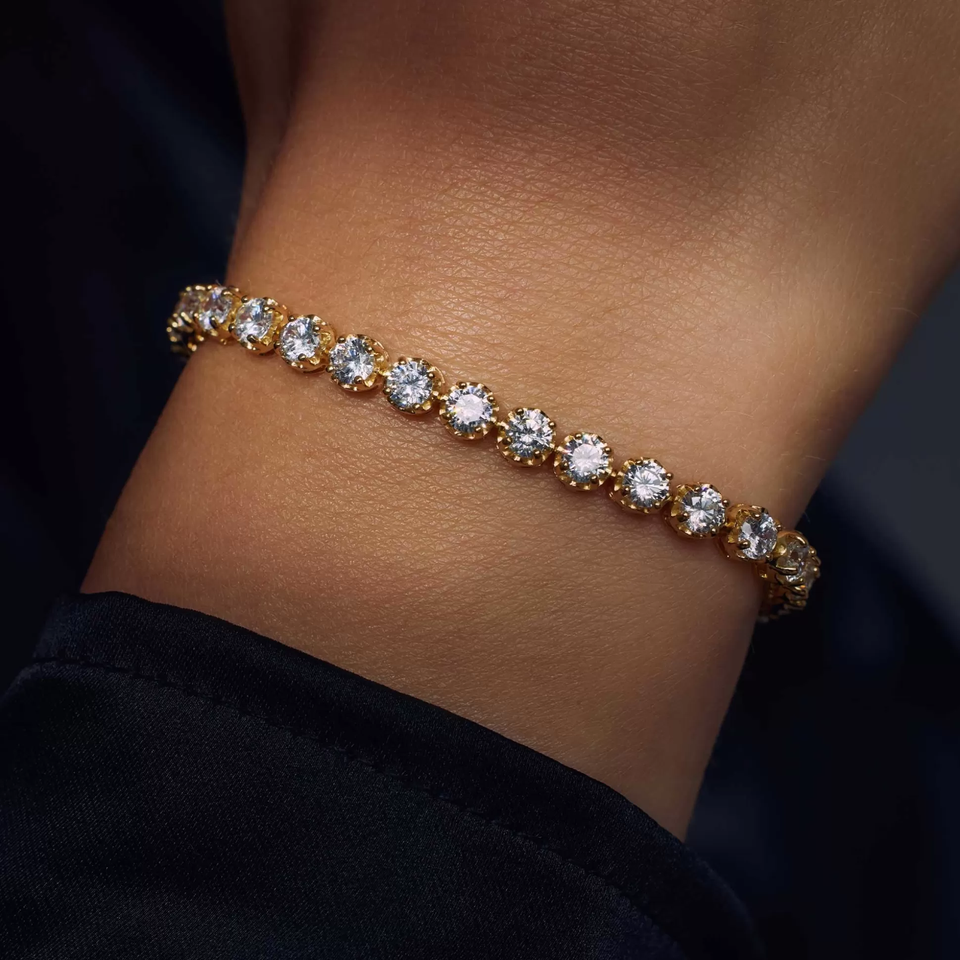 Best Sale Santa Maria Della Base Bracciale In Argento Sterling 925 Placcato Oro Con Pietre Zircone Bracciali