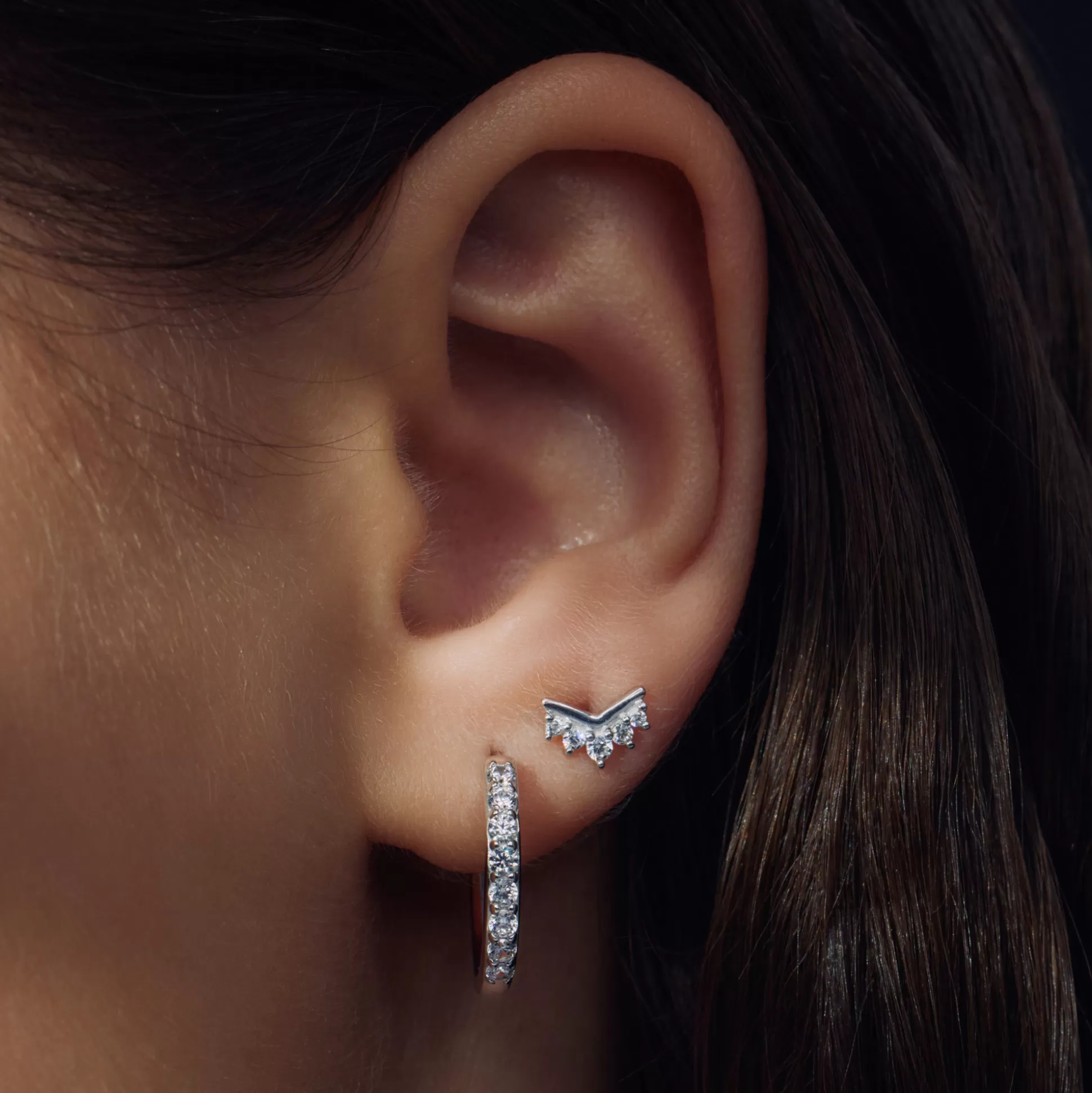 Hot Santa Maria Della Base Creoli In Argento Sterling 925 Con Pietre Zircone Orecchini