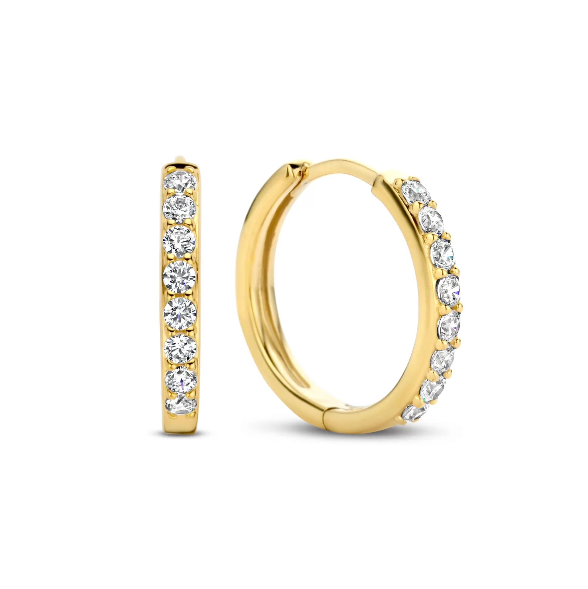 Hot Santa Maria Della Base Creoli In Argento Sterling 925 Placcato Oro Con Pietre Zircone Orecchini
