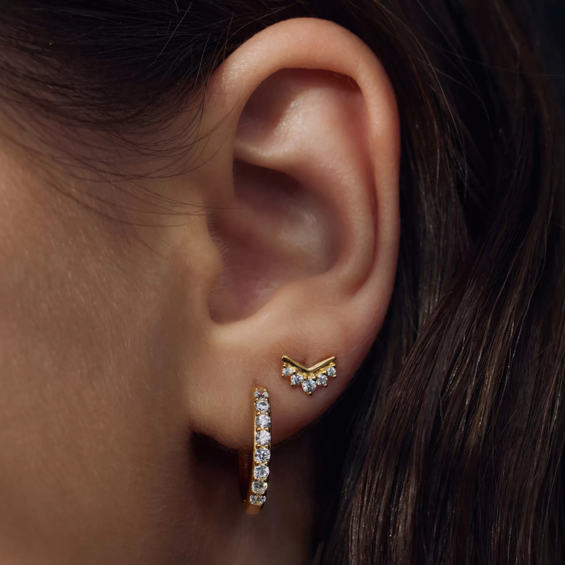 Hot Santa Maria Della Base Creoli In Argento Sterling 925 Placcato Oro Con Pietre Zircone Orecchini