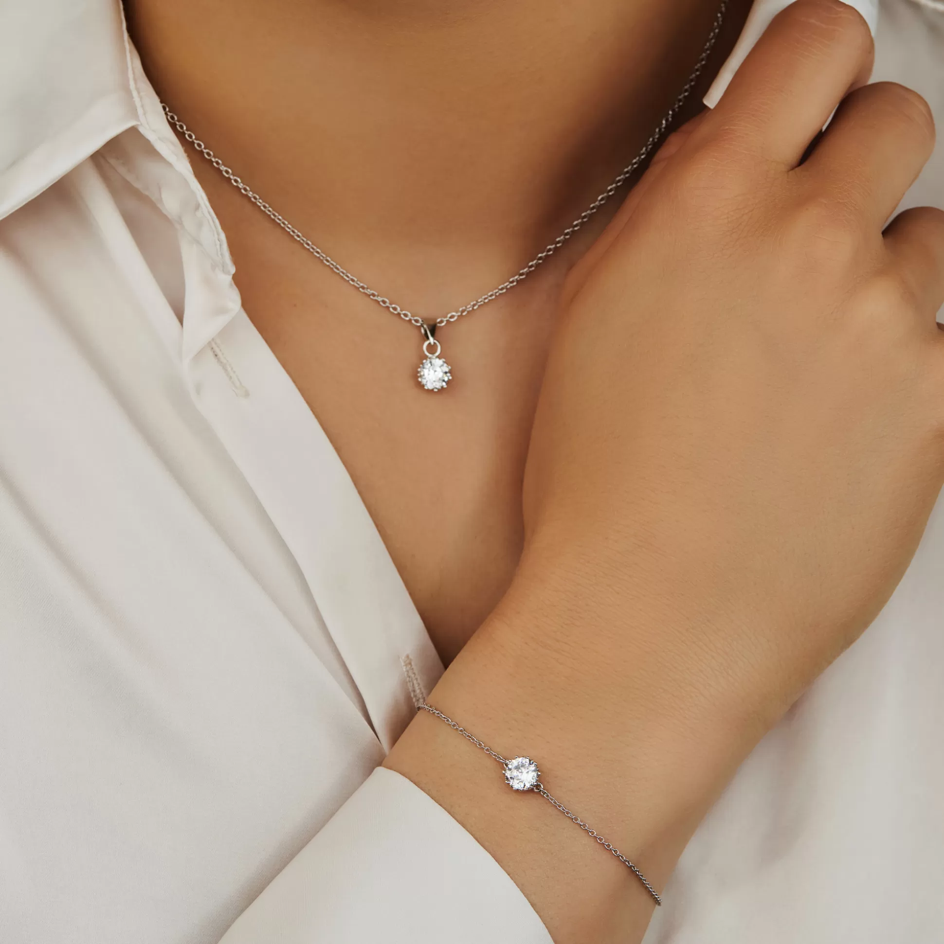 Best Sorprendimi Idee Regalo Collana E Bracciale In Argento Sterling 925 Con Pietra Zircone Collane