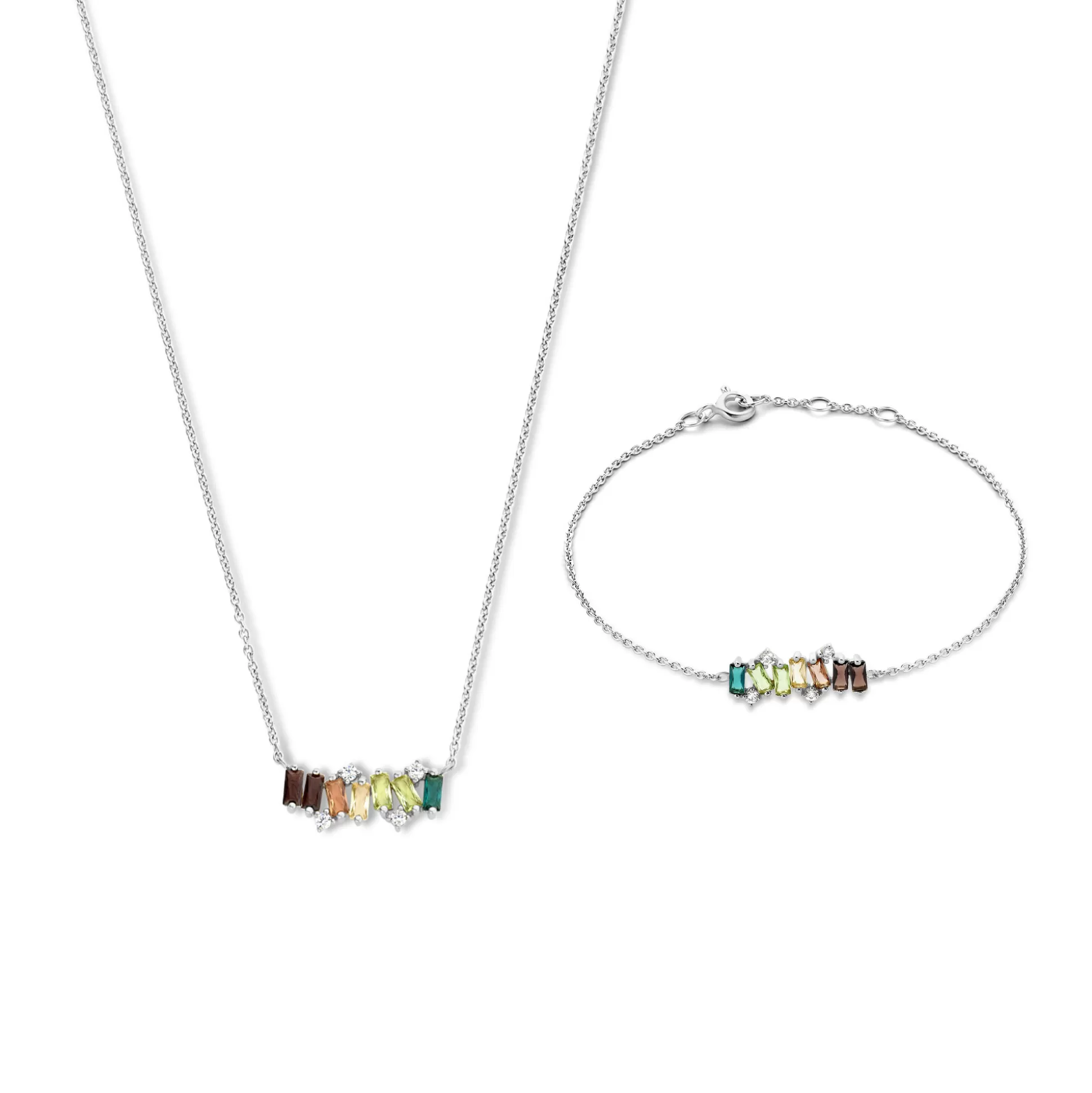 Fashion Sorprendimi Idee Regalo Collana E Bracciale In Argento Sterling 925 Con Pietre Zircone Colorate Collane