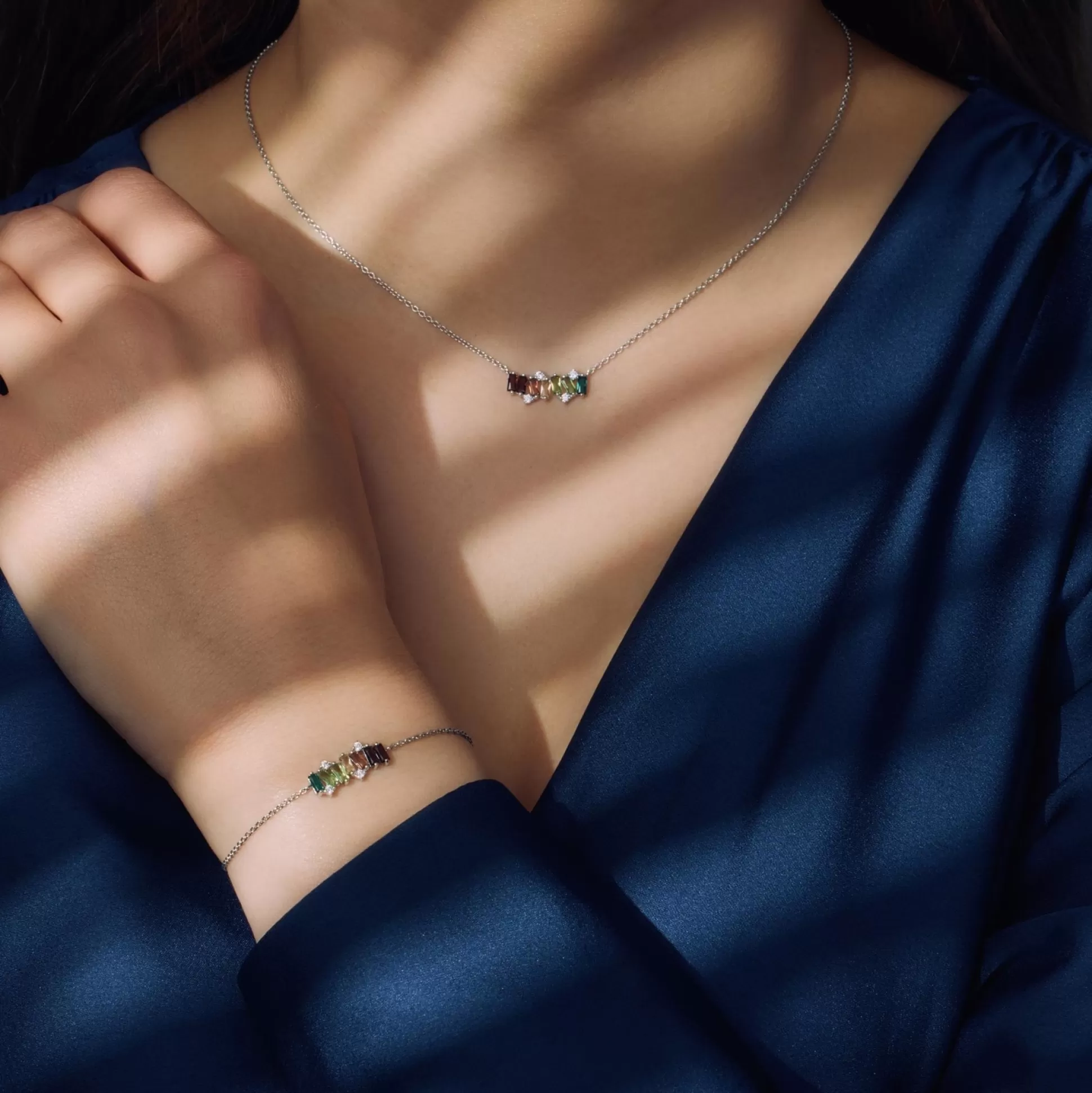 Fashion Sorprendimi Idee Regalo Collana E Bracciale In Argento Sterling 925 Con Pietre Zircone Colorate Collane