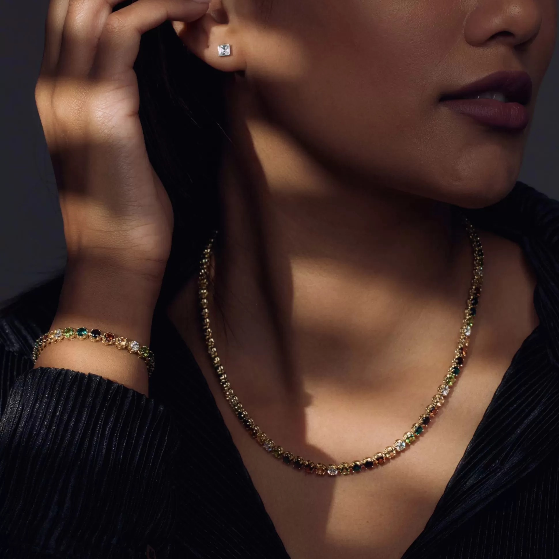 Discount Sorprendimi Idee Regalo Collana E Bracciale In Argento Sterling 925 Placcato Oro Con Pietre Zircone Colorate Collane