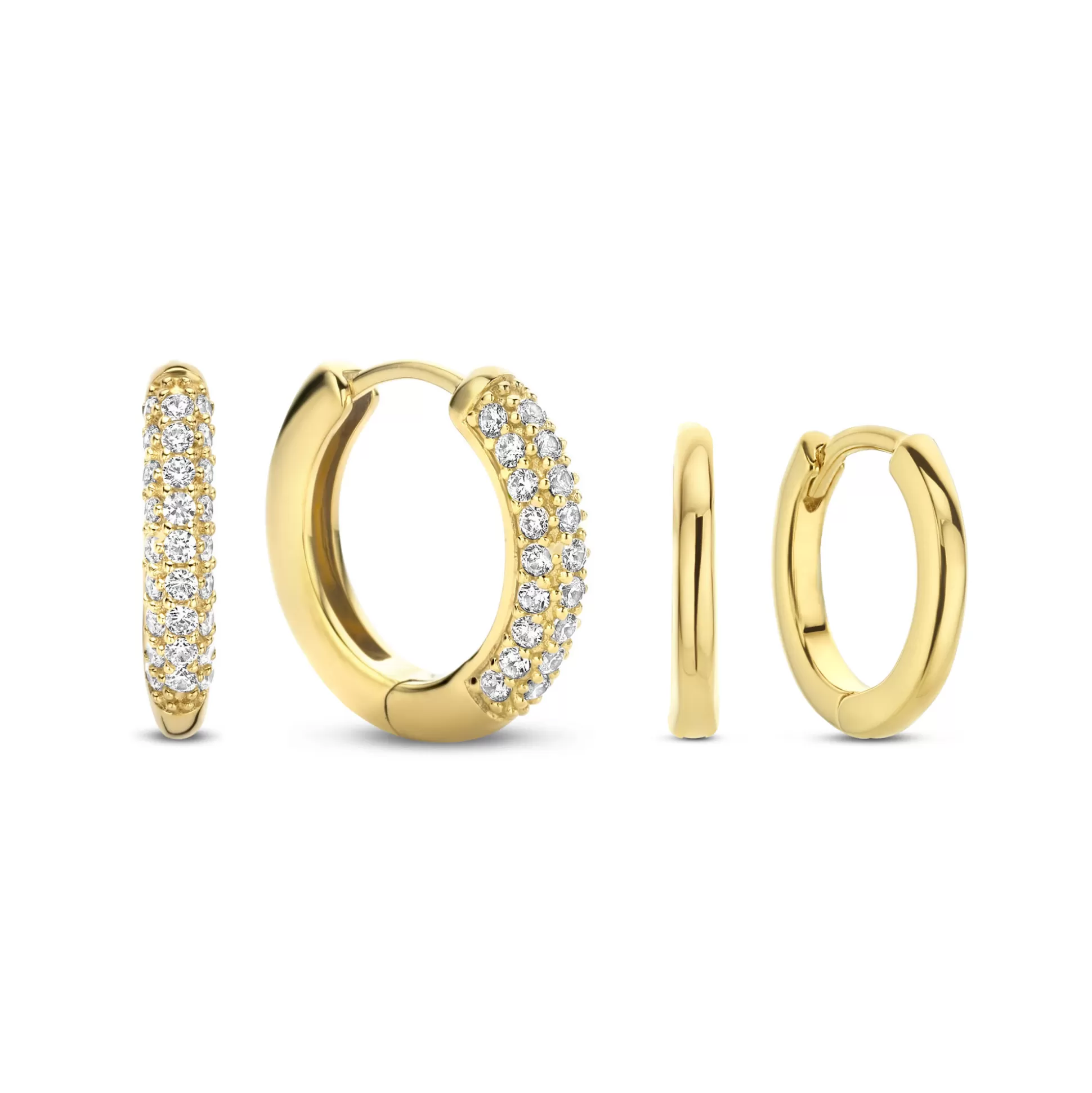New Sorprendimi Set Orecchini In Argento Sterling 925 Placcate Oro Con Zircone Orecchini