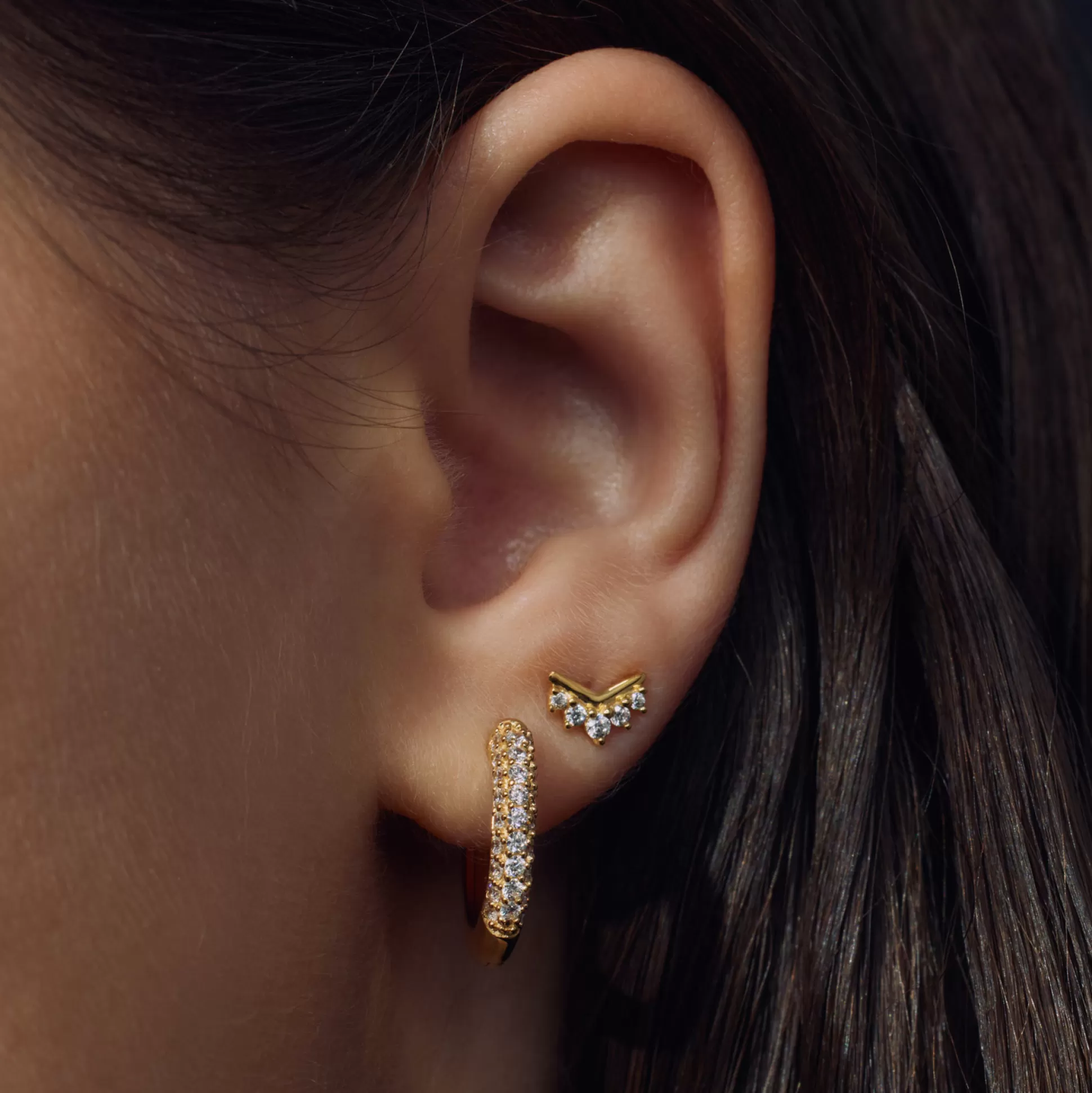 New Sorprendimi Set Orecchini In Argento Sterling 925 Placcate Oro Con Zircone Orecchini