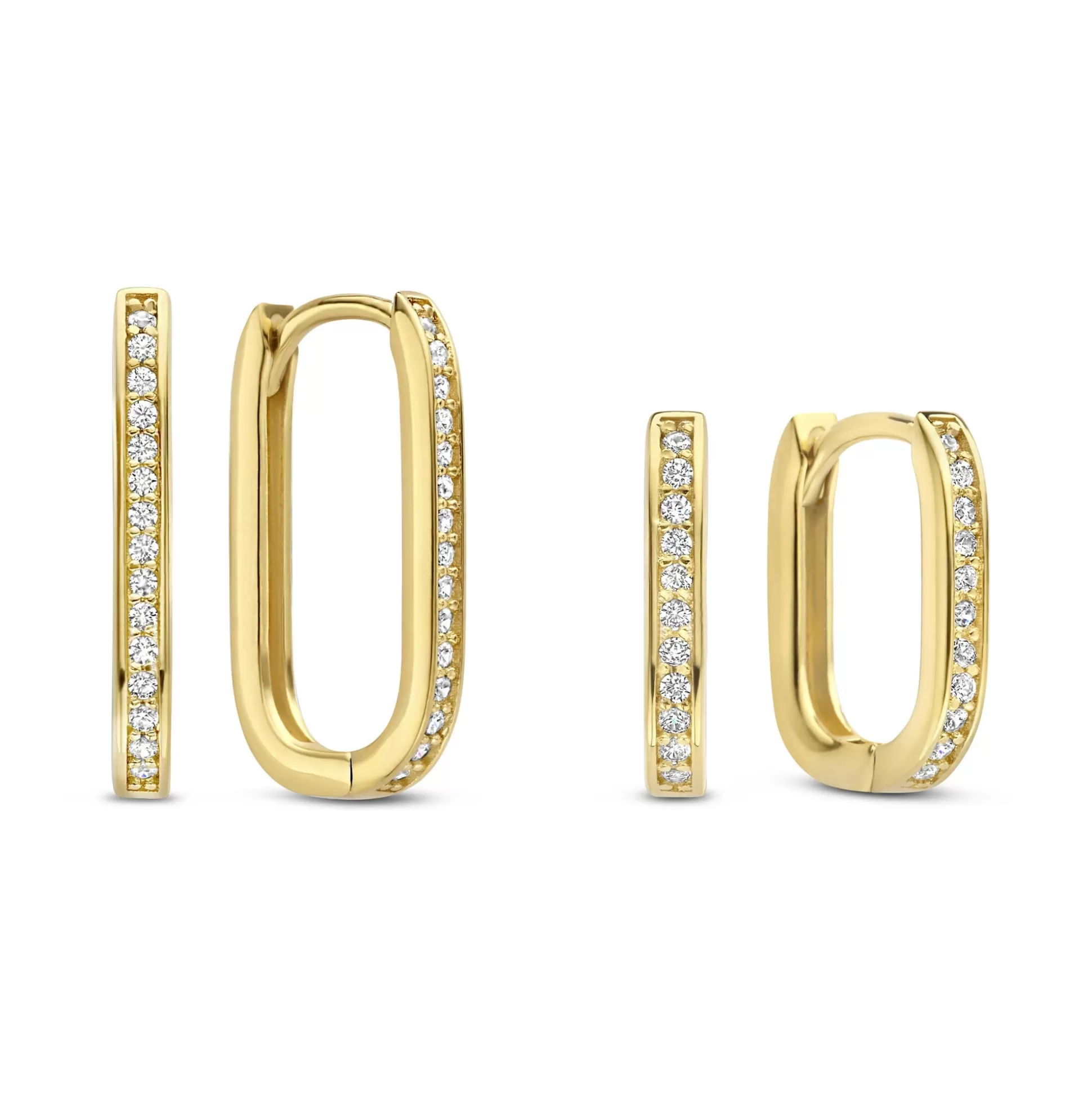 Hot Sorprendimi Set Orecchini In Argento Sterling 925 Placcati Oro Con Pietre Zircone Orecchini