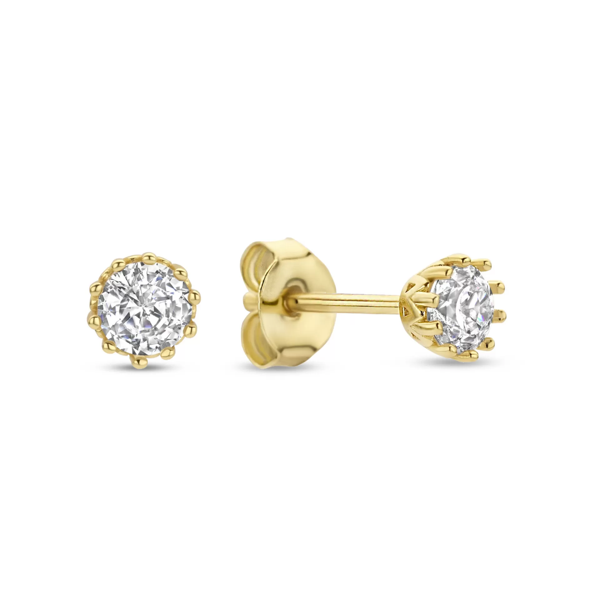 Hot Sorprendimi Set Orecchini In Argento Sterling 925 Placcato Oro Con Pietre Zircone Orecchini A Bottone